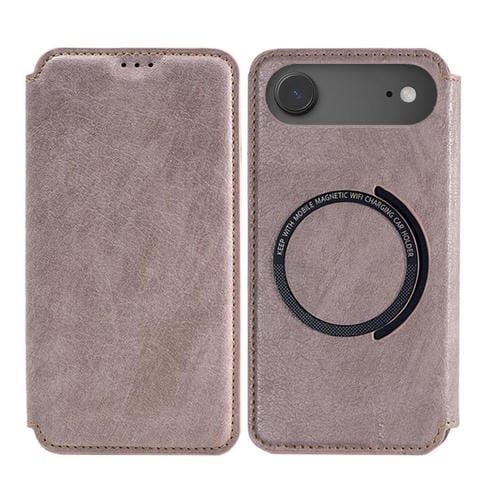 Funda de cuero Kalebol Flip con ranura para tarjetas y MagSafe para iPhone 17 Air (rosa)