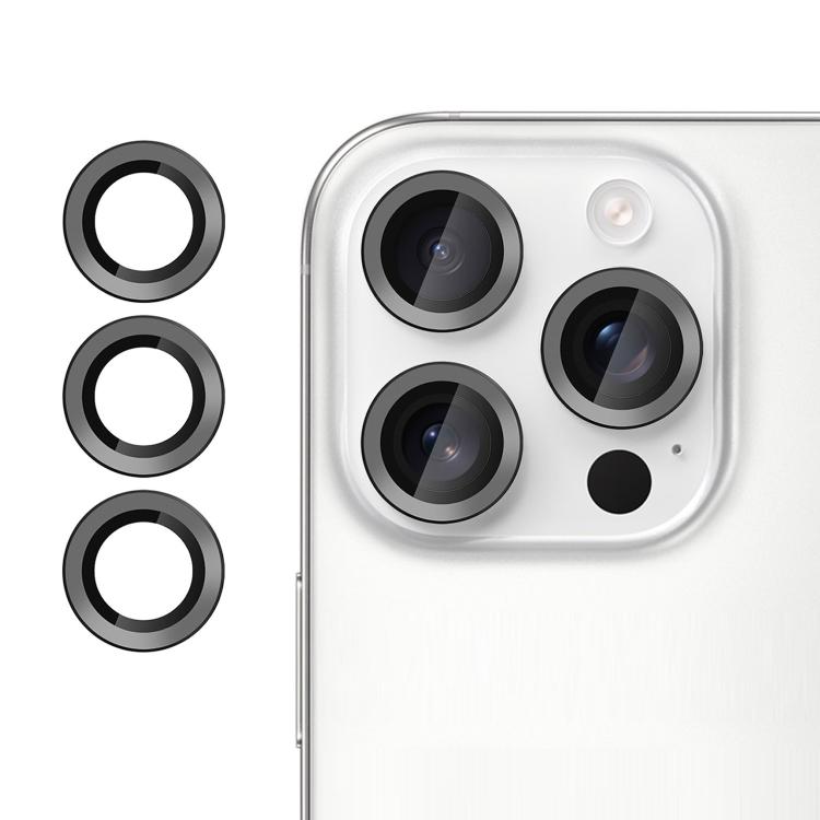 For iPhone 15 Pro Kalebol No Flicker Ultra-Thin Individual Camera Lens Tempered Glass Film(Black)