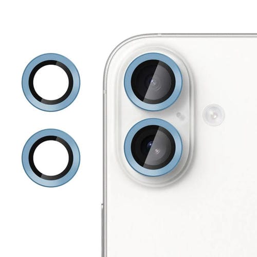 For iPhone 16 Kalebol No Flicker Ultra-Thin Individual Camera Lens Tempered Glass Film(Light Blue)