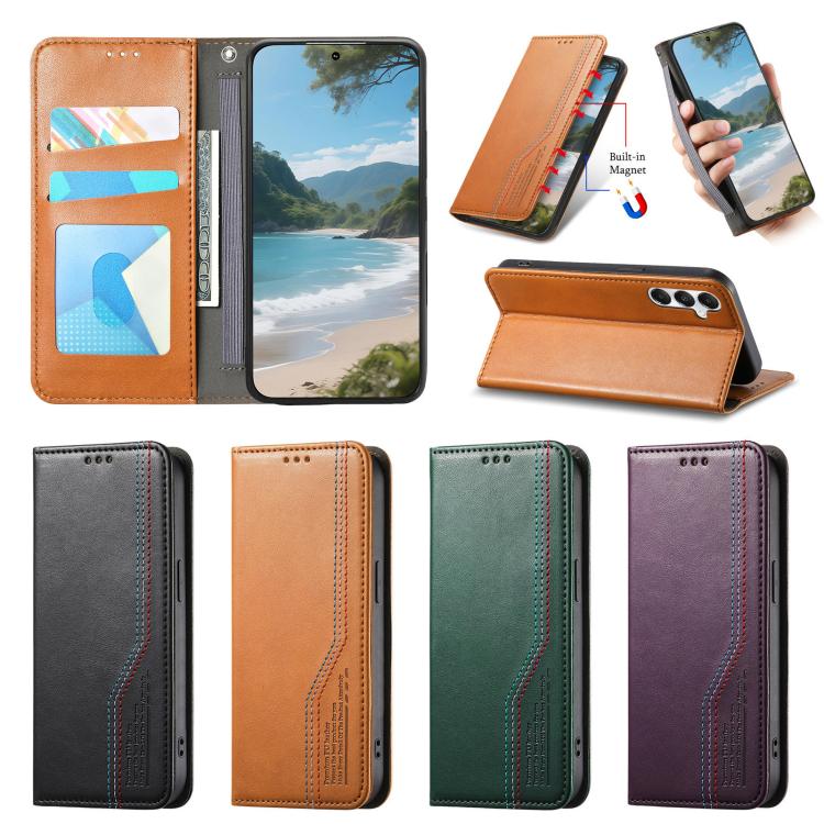 Funda de cuero con correa elástica y ventosa magnética para Samsung Galaxy A56 5G (verde)