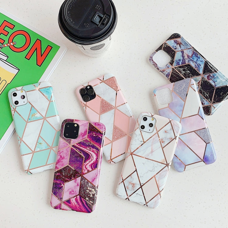 Funda para iPhone 11 TPU Patrón Geométrico Mosaico Mármol (Azul)