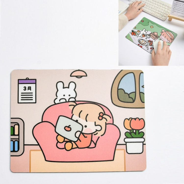 5 Pcs Mouse Pad Creativo Cartoon Conejo Niña para Laptop Estudiante (Sofá)
