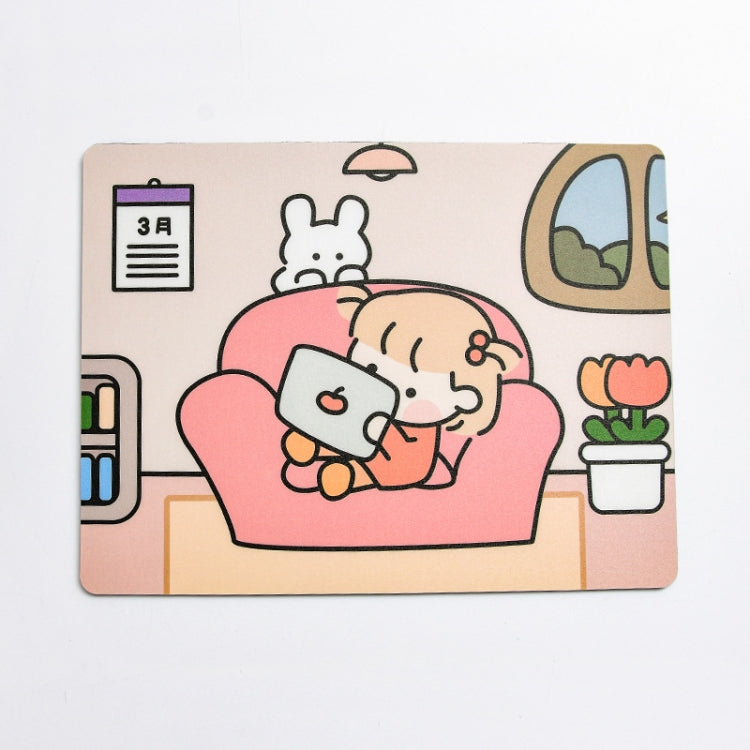 5 Pcs Mouse Pad Creativo Cartoon Conejo Niña para Laptop Estudiante (Sofá)