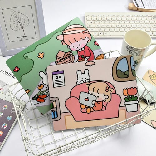 5 Pcs Mouse Pad Creativo Cartoon Coneja Chica para Laptop y Estudiante (Durmiendo)