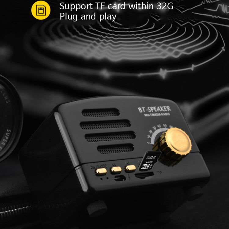 Mini Altavoz Bluetooth Bt01 Retro Radio Portátil Tarjeta TF (Negro)