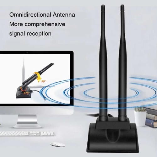 Antena WIFI PCI-E 2.4Ghz 5Ghz 6Dbi Succión Magnética para Tarjeta de Red WIFI