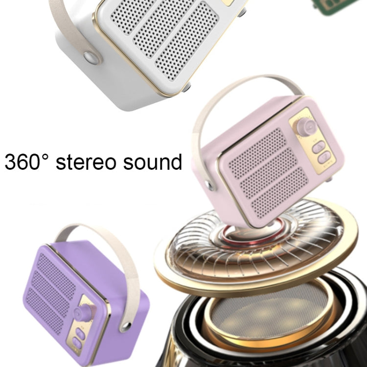 Mini Altavoz Bluetooth Portátil de Mano Sonido Estéreo Nivel Hifi Retro (Blanco)