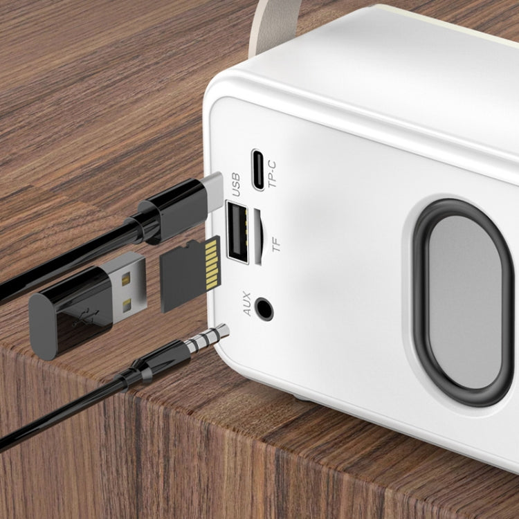 Mini Altavoz Bluetooth Portátil de Mano Sonido Estéreo Nivel Hifi Retro (Blanco)