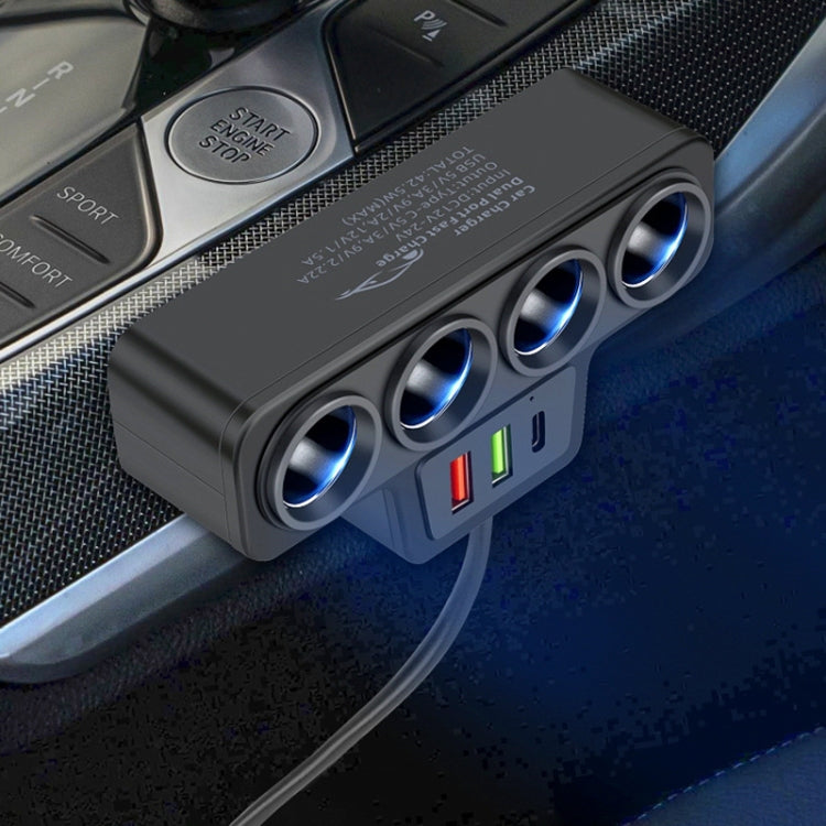1 A 4 Q3.0 Encendedor De Cigarrillos Para Automóvil Carga Rápida Enchufe De Conversión Para Automóvil De 120 W (By-1369) - MOVILSTORE