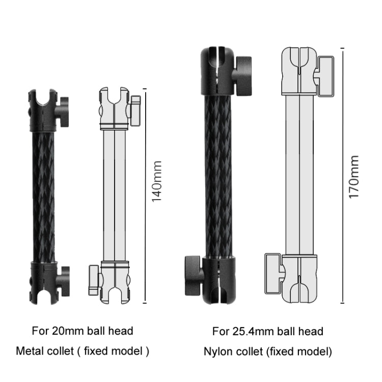 Brazo de Extensión para Soporte de Teléfono de Automóvil con Articulación Doble y Ajuste Giratorio, Soporte de Fibra de Carbono, Varilla de Conexión, Modelo: 140mm para Cabezal Esférico de 20mm