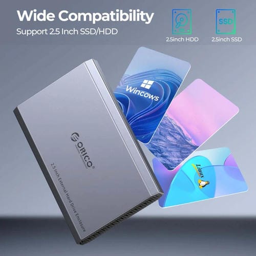 Estuche para Disco Duro Móvil Orico DD25 USB 3.1 5 Gbps 2,5 Pulgadas Estado Sólido y Mecánico Externo SATA Universal
