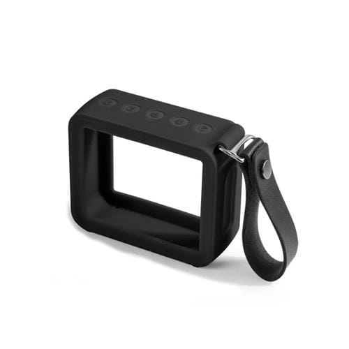 Funda de silicona para altavoz JBL Go 2 con correa de mano de PU protectora antipérdida (Negra)