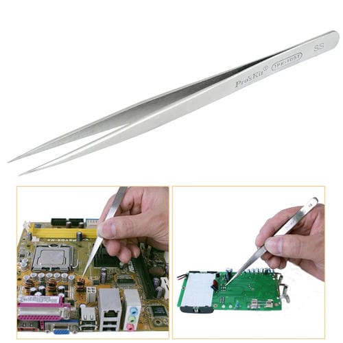 Pinzas di Precisione Proskit 1Pk-105T Punta Rettangolare Acciaio Inossidabile Antimagnetiche 140mm