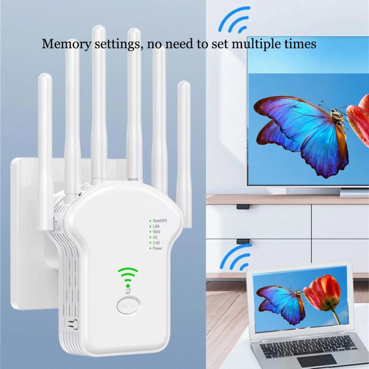 Repetidor Amplificador de Señal WIFI Banda Dual Urant U13 1200 Mbps 2,4G/5G Enchufe Estadounidense (Negro)