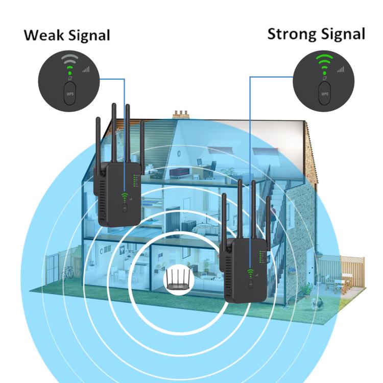 Repetidor Inalámbrico Urant U10 300 Mbps 2,4 G Amplificador Señal WIFI 4 Antenas Enchufe Estadounidense (Negro)