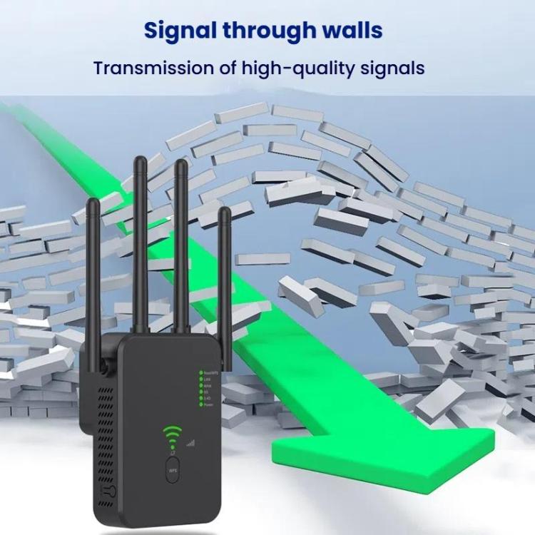 Repetidor Inalámbrico Urant U10 300 Mbps 2,4 G Amplificador Señal WIFI 4 Antenas Enchufe Estadounidense (Negro)