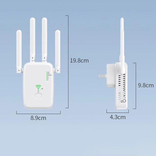 Repetidor Inalámbrico Urant U11 1200 Mbps Amplificador Señal WIFI 2,4G 5,8G WPS Enchufe Británico (Blanco)