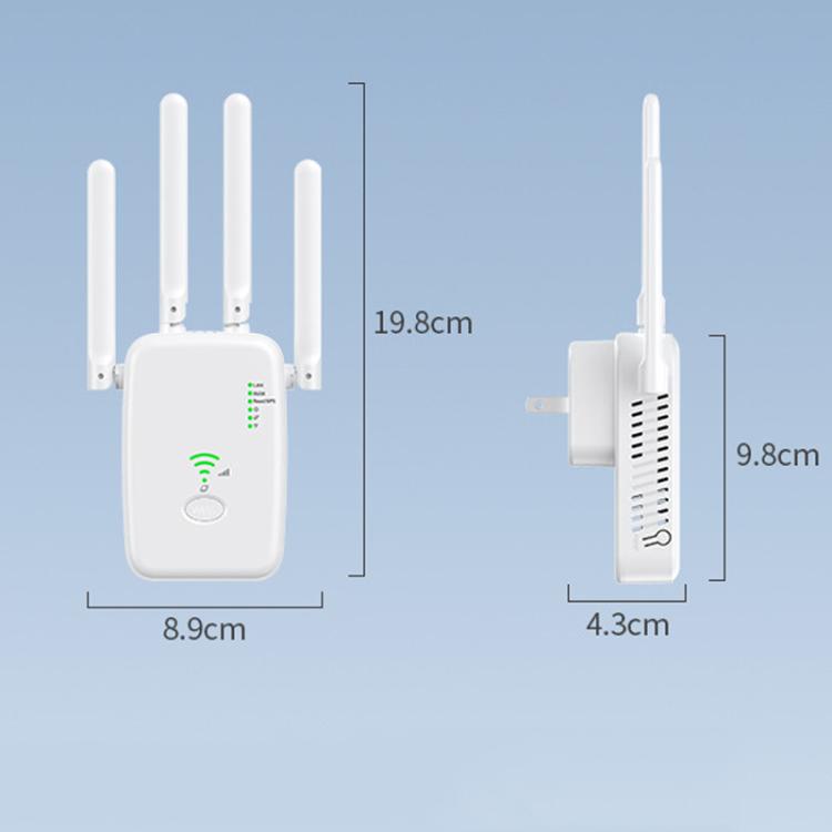 Repetidor Inalámbrico Urant U11 1200 Mbps 2,4 G y 5,8 G Amplificador Señal WIFI Compatible WPS Enchufe Europeo (Blanco)