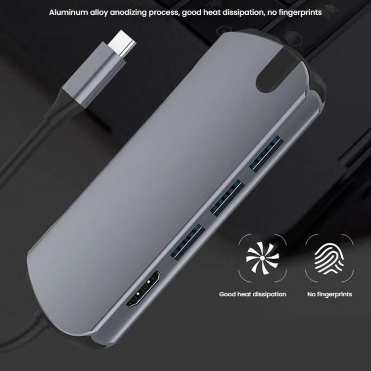 Estación de Acoplamiento USB-C 8 en 1 con Puerto Gigabit Ethernet y HDMI 4K 30 Hz