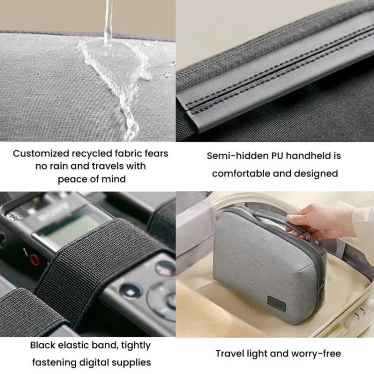 Bolsa de almacenamiento Rpet doble capa organizador de cables y auriculares Bluetooth (Gris)