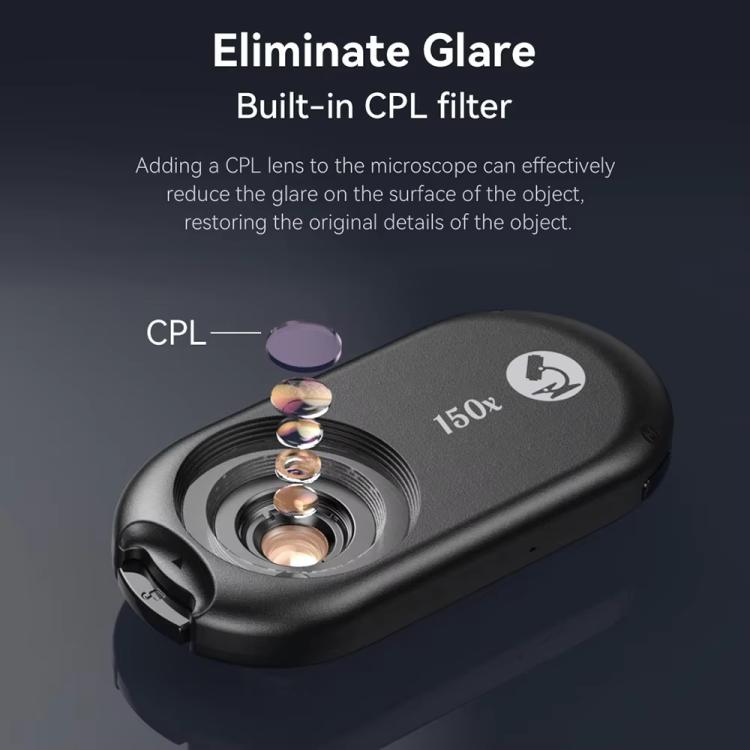 Microscopio portátil Apexel Apl-Ms150 150X con Lente para teléfono celular y luces Led/Uv (Negro)