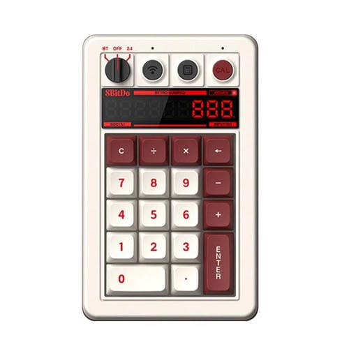 Teclado Numérico Mecánico 8Bitdo Retro18 Versión Red Fami con Conexión Trimodo 2 en 1 para Ordenador
