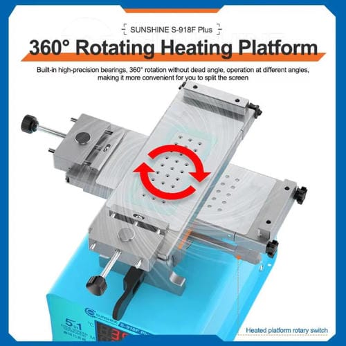 Separatore dello schermo curvo Sunshine S-918F Plus 5 in 1 Piattaforma di Riscaldamento Riparazione dello Schermo LCD Telefono Cellulare (Spina UE)