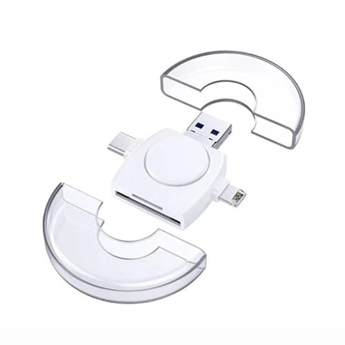 Lector de Tarjetas Multifunción 6 en 1 USB-A a USB-C Tipo-C Micro USB (Blanco)