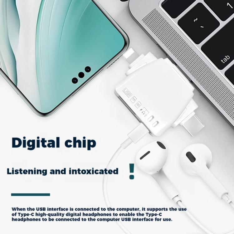 Lector de Tarjetas Universal 7 en 1 Aj-701 USB-A a USB-C Tipo-C y Micro USB (Blanco)