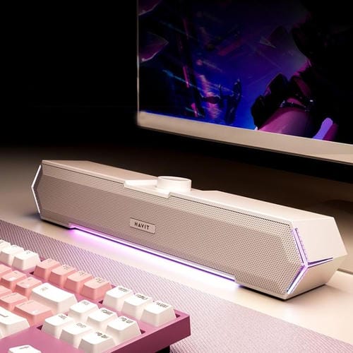 Altavoz con Cable para Computadora de Escritorio Havit M19 con Iluminación RGB (Blanca) Versión Estándar