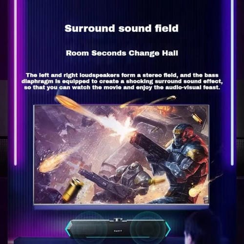 Altavoz con Cable para Computadora de Escritorio Havit M19 RGB con Efecto de Iluminación y Bluetooth (Negro)