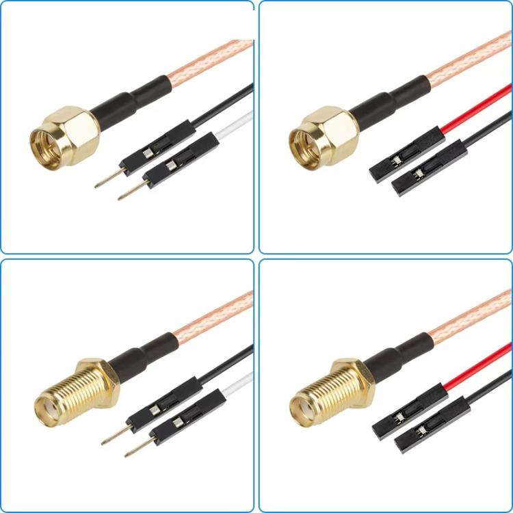 Cable Adaptador de Extensión de Prueba RF SMA Hembra a Doble Dupont Hembra RG316 0,3 m