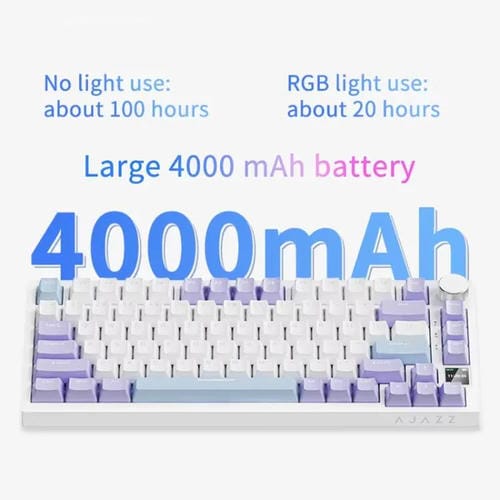 Teclado Mecánico para Juegos Ajazz Ak820 Pro Inalámbrico Bluetooth Tres Modos Junta Intercambiable Pantalla TFT (Morado)