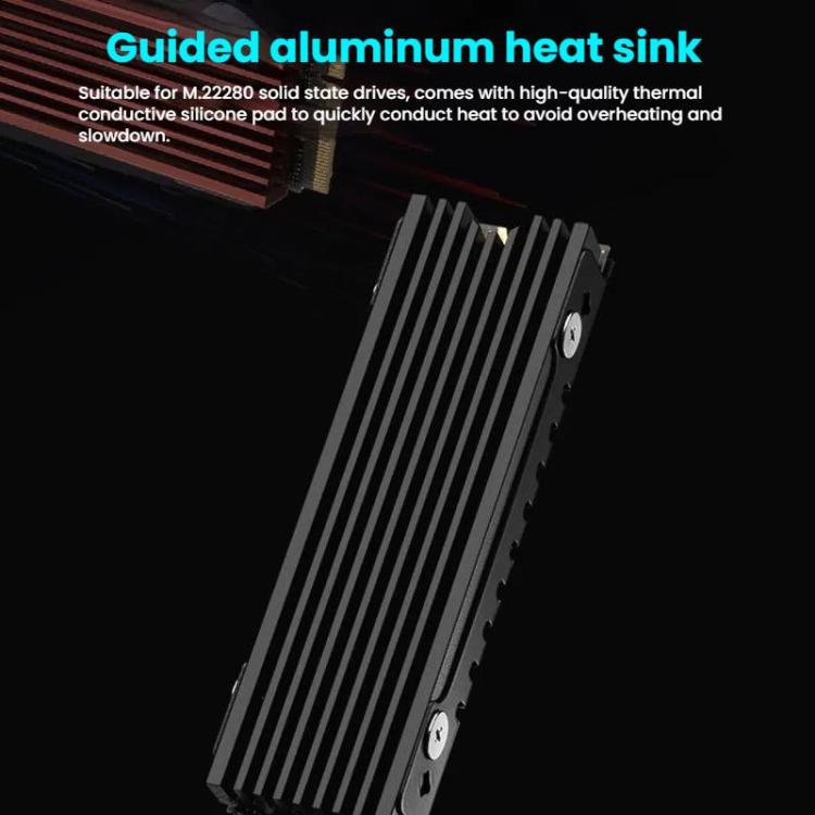 Disipador de Calor de Aluminio Finalcool para SSD Nvme M.2 2280 para PC de Escritorio PS5 (Rojo)