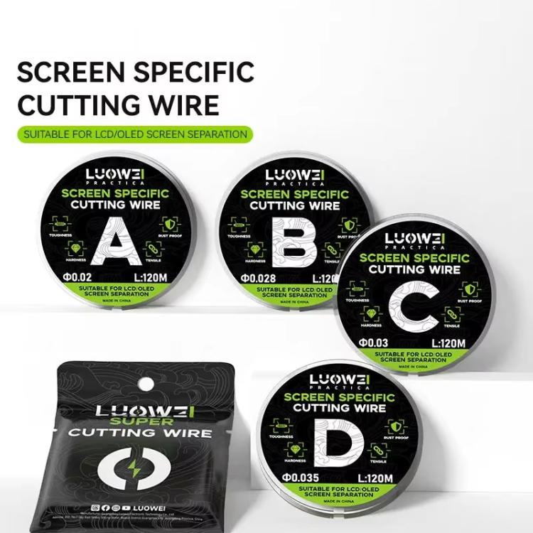 Ligne de séparation Écrans LCD Luowei 120 M Fil de diamant Coupe Haute dureté Spécification B 0,028mm