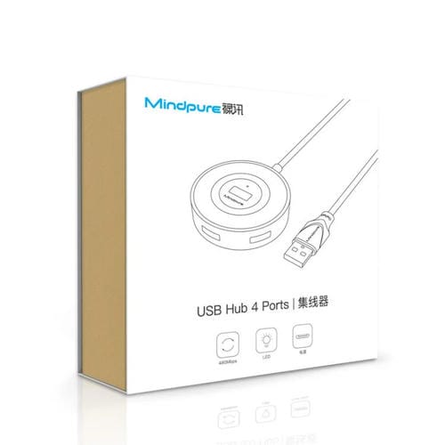 Concentrador de Expansión Mindpure US018 USB 2.0 4 Puertos para Ordenador (Blanco) 0,3 m