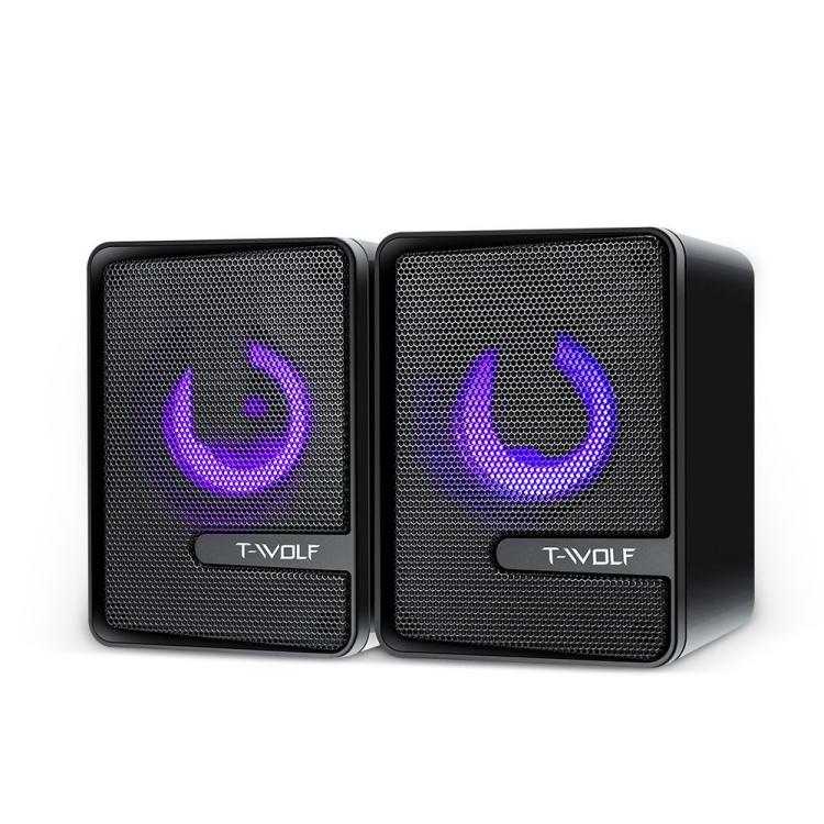Altavoces de Escritorio T-Wolf S3 USB y 3,5mm para Teléfono, PC y Portátil con Subwoofer de Doble Diafragma (Negro)