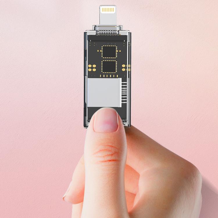 Adaptador OTG Lector de Tarjetas Transparente USB y 8 Pines a SD/TF para PC, Portátil y Teléfono Inteligente