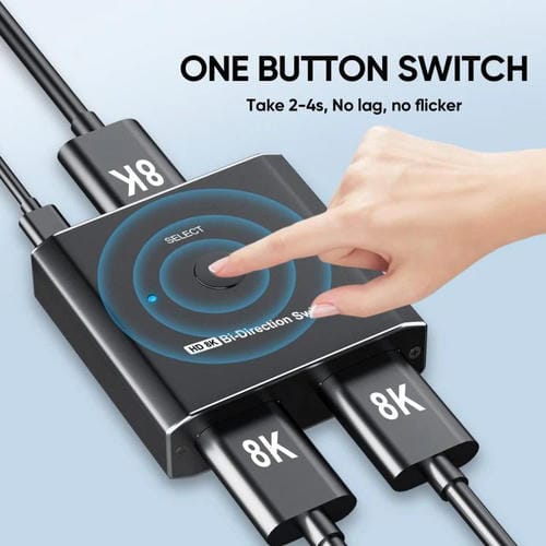 Conmutador Bidireccional Pway S6203H 8K 60 Hz con 2 Entradas y 1 Salida Compatible con HDMI