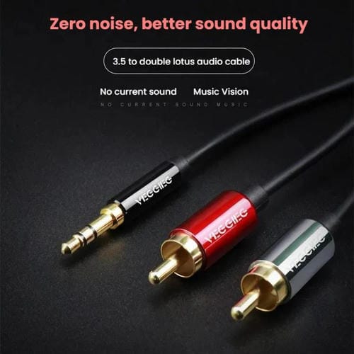 Cable de audio VEGGIEG 3,5 mm a 2 RCA para altavoces móvil y ordenador (2 m)