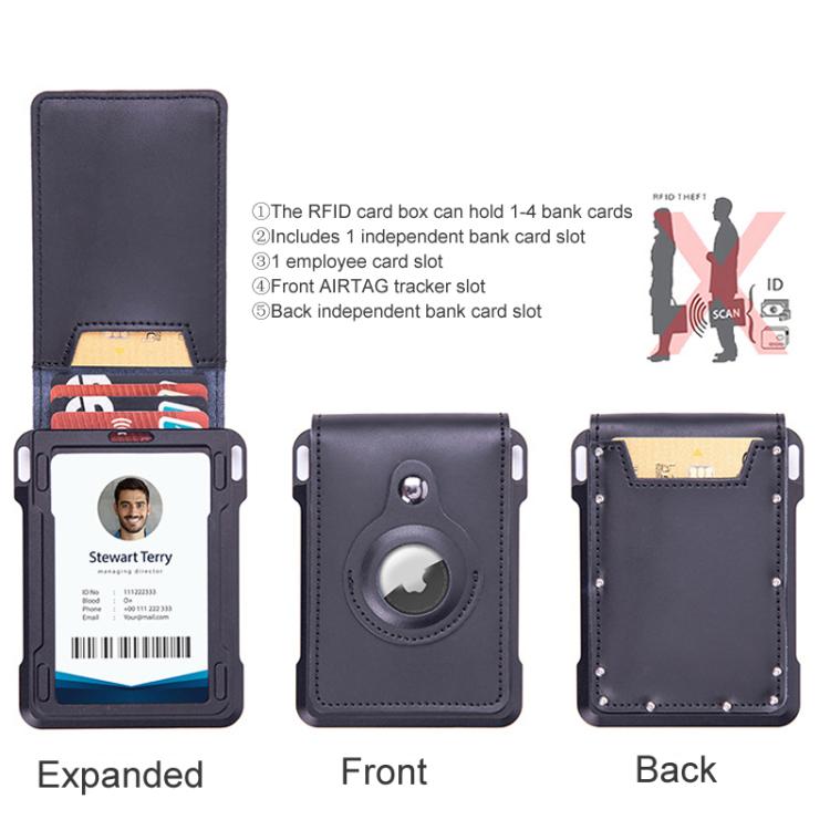 Cartera metálica de piel de vaca para tarjetas de crédito, ranura para AirTag, RFID, antirrobo (albaricoque)