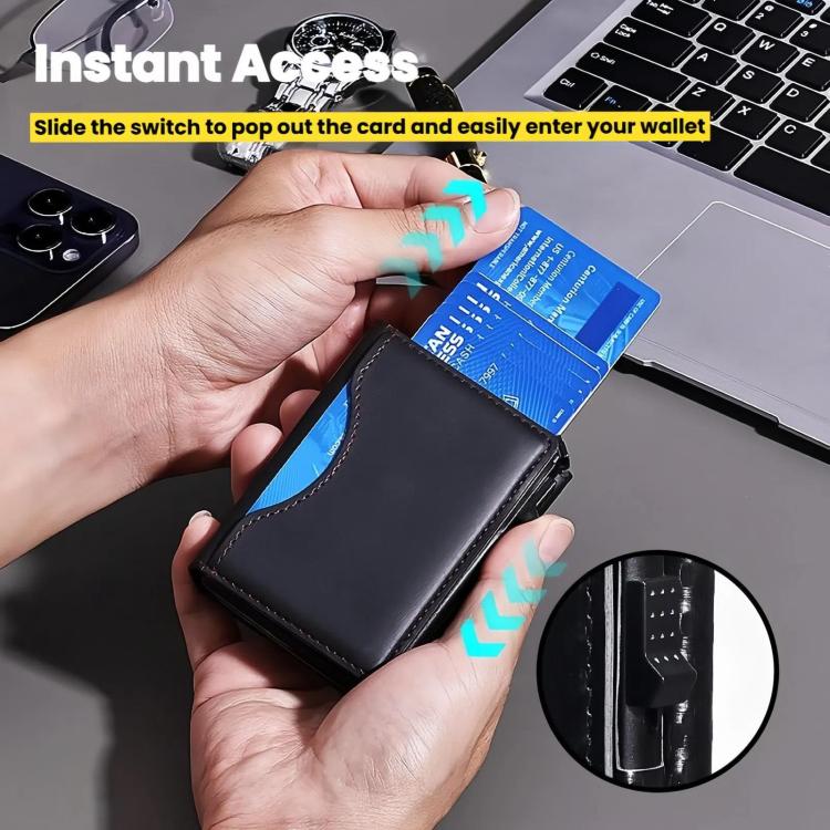 Tarjetero magnético emergente con bloqueo RFID de un solo clic para iPhone MagSafe (azul)