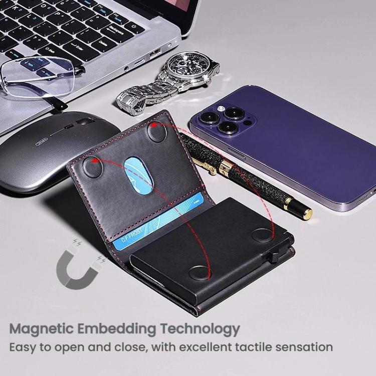Tarjetero magnético emergente con bloqueo RFID de un solo clic para iPhone MagSafe (azul)