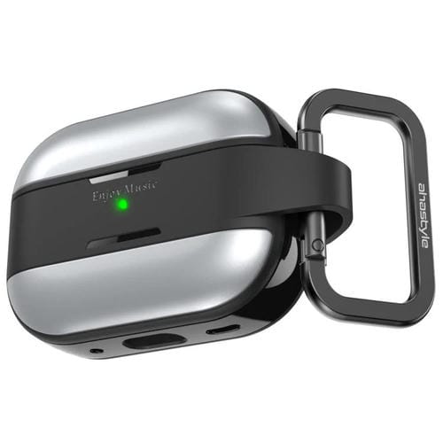 Funda protectora AhaStyle WG75-PRO2 de TPU y aleación de aluminio, resistente a arañazos y dividida, para AirPods Pro 2 (plateada)