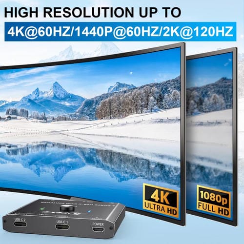 Conmutador KVM KCEVE KC-C201H 2 entradas tipo C 1 salida 4K 60 Hz