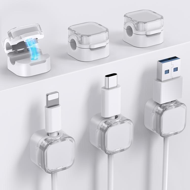 AhaStyle WG159 - Organizador de cables magnético de escritorio (6 unidades, clip de plástico, blanco)