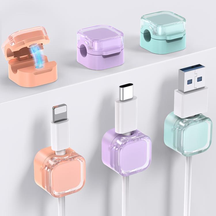 AhaStyle WG159 - Organizador de cables magnético de escritorio (6 unidades, clip de plástico) (naranja, morado y azul)