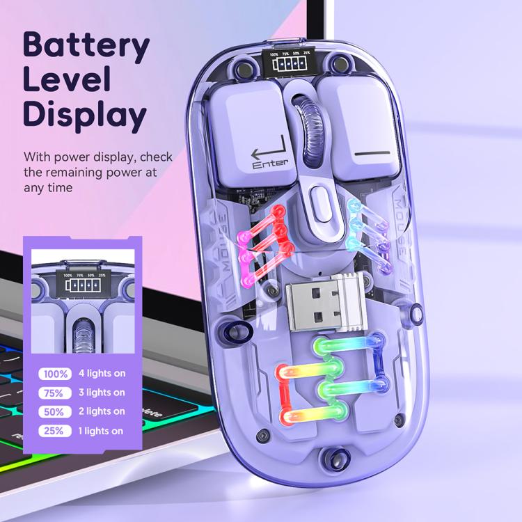 Ratón inalámbrico IMICE T300 4 teclas 1600 DPI RGB Bluetooth modo dual carga silencioso (Negro)