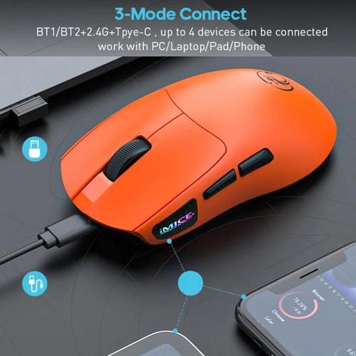 Ratón inalámbrico iMICE G900 para juegos, 6 teclas, 12800 DPI, recargable, de tres modos (negro)