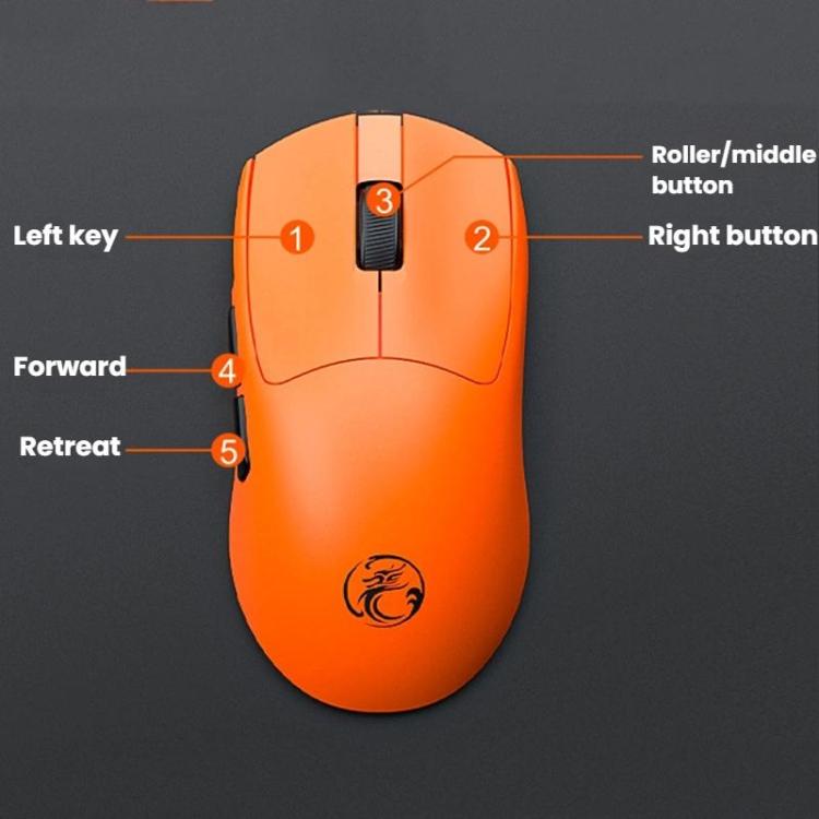 Ratón inalámbrico iMICE G900 6 teclas 12800 DPI recargable tres modos (Naranja)